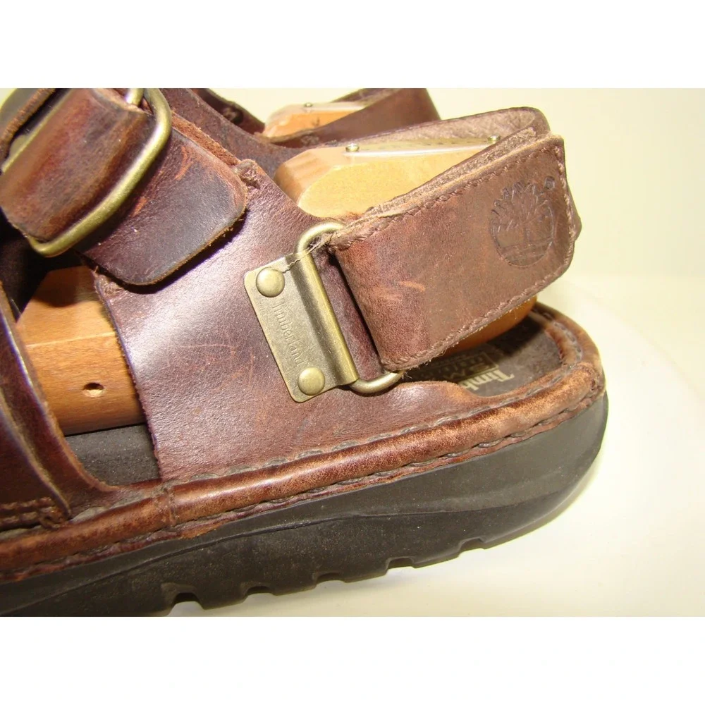 Timberland Smart Comfort Fisherman Mens Size 12M Brown Leather Sandals   DB3